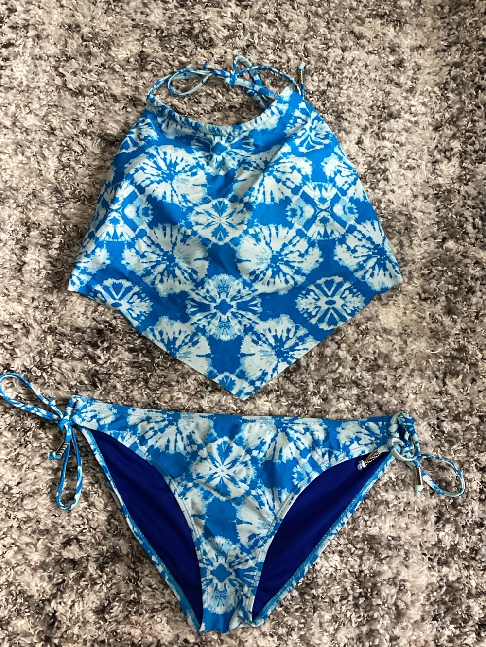 Blue Tie-Dye Two-Piece Swim Set